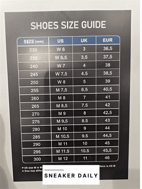 mlb shoes size chart